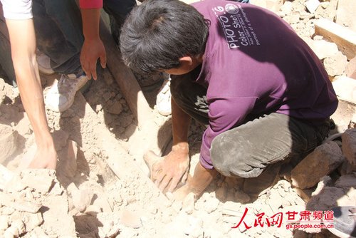 小黃狗露出了鼻子。王生元/攝