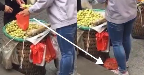 網(wǎng)上流傳的短片顯示，賣(mài)棗子棗子的小販以偷龍轉(zhuǎn)鳳的手段把棗子換掉。