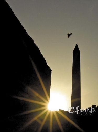 　　埃及盧克索市卡納克神廟,夕陽(yáng)下鳥(niǎo)兒飛過(guò)方尖碑。才揚(yáng) 攝