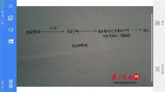警方根據(jù)這兩張手繪地圖，動(dòng)用300余人次警力終于將林芳找到。（圖由淮安警方提供）