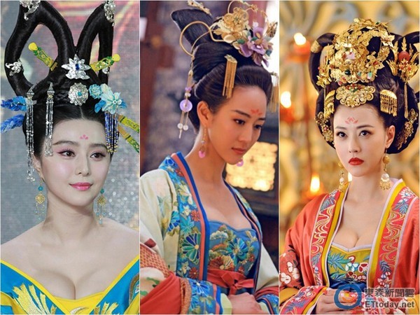 范冰冰、張鈞甯、周海媚，在《武媚娘》中爆乳演出