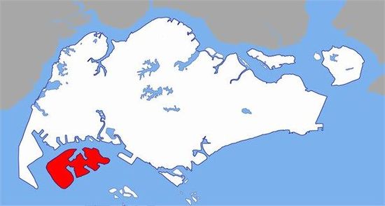 紅色為PX工廠所在裕廊島，與新加坡主城區(qū)距離5公里
