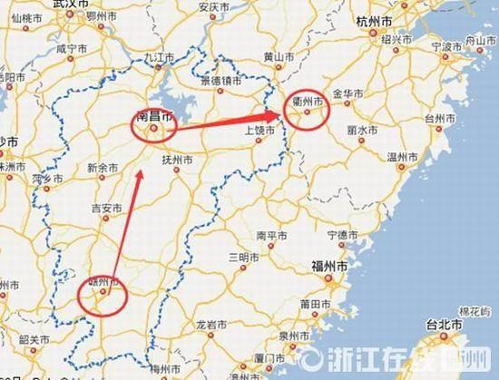 贛州到南昌高速公路400公里左右，南昌到浙江江山高速公路400多公里