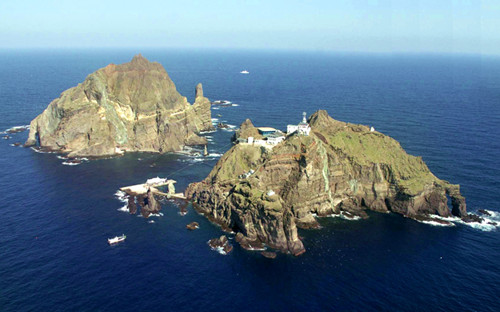 資料圖：日韓爭(zhēng)議島嶼，韓國(guó)稱“獨(dú)島”，日本稱“竹島”。